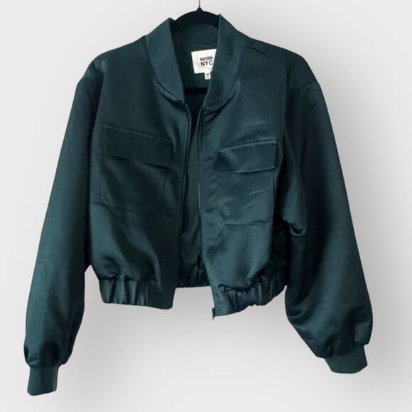 Madden NYC Satin Bomber Jacket, Size Medium - Picture 2 of 9